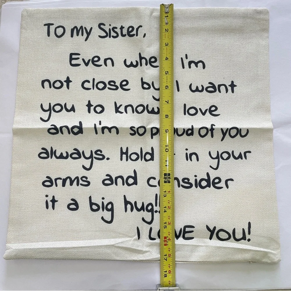 Sister Across the Miles I Love You Decorative Pillow Cover
